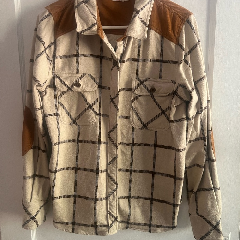 Faherty Plaid with Brown Corduroy Patch Shirt